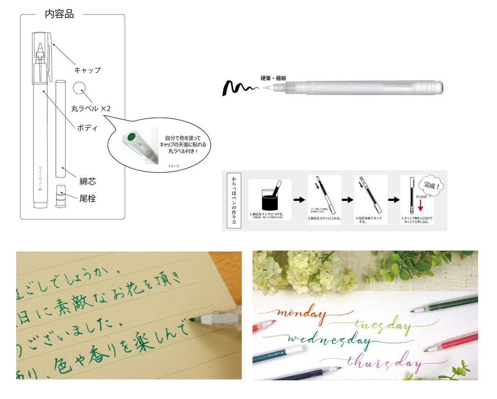 Kuretake Empty Pen Container for Making Pens with Colored Narrow Core Narrow Pencil Core 2 Set [Empty Ink] + ECF160-401+402, Types, 2-Piece