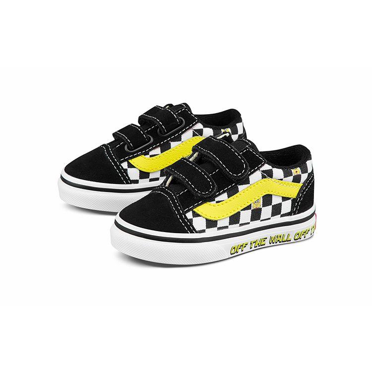 SpongeBob SquarePants X Vans Old Skool Velcro Toddler Off The Wall Baby Sneakers Black White Yellow VN000D3Y9EK