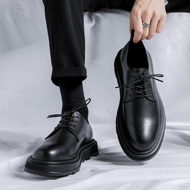 Fashion New trend  Men's Leisure business Men Fashion British leather shoes Lace-up Retro Fashion Party Wedding Thick Sole Men's Shoes