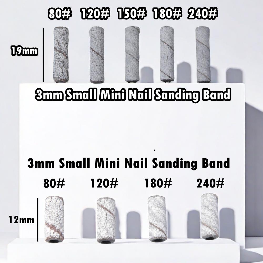 50pcs/box Nail Long Small Mini Stainless Steel Sanding Bands Mandrel For Manicure Sandpaper Ring Holder Nail Drill Accessories