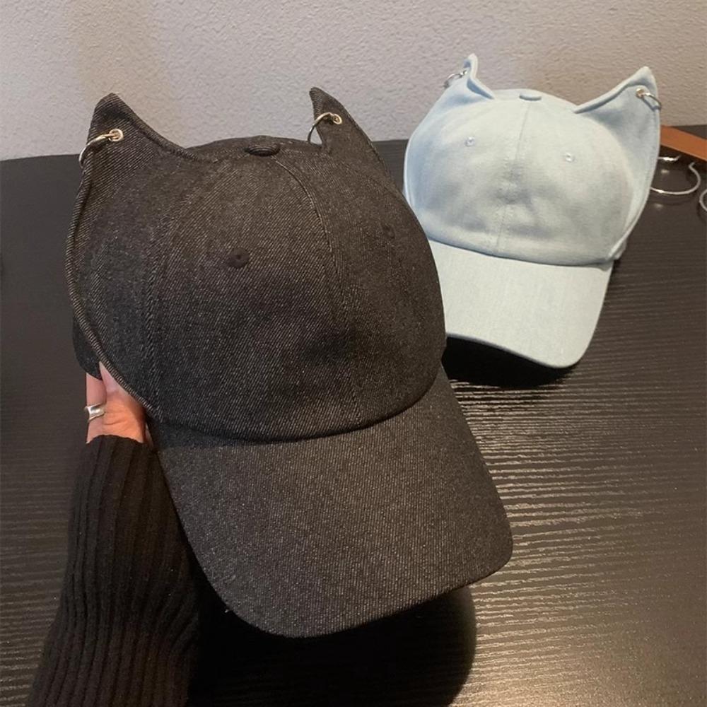 Cute Cat Ears Baseball Cap Y2k Sun Hat New Women Peaked Cap  Spring Summer
