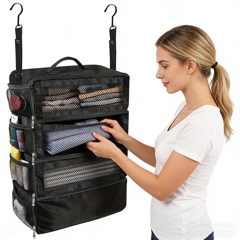 Suitcase Organizer Travel Luggage Organizers Hanging Shelve Packing Small Compartments Collapsible Hanging Clothes Storage Bags