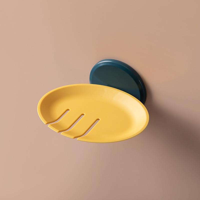 

1 шт., корзина для хранения мыльницы в ванной, пластиковый держатель для слива, прочная настенная мыльница с присоской без проколов жёлтый