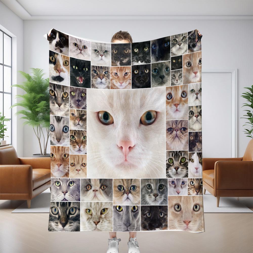 Pătură canapea pisică personalizată: Flanel gros cu imprimeu digital