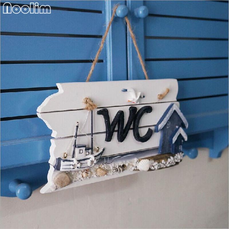 Wood Attractive Mediterranean-style WC Sign Doorplate Home Nautical Pattern Pub Bar Cafe Wall Decor