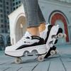 33-42 Kids/ Mens Four Wheels Sneakers with On Double Wheels Roller Sneakers  Deformation  Roller Skate Shoes for Girls