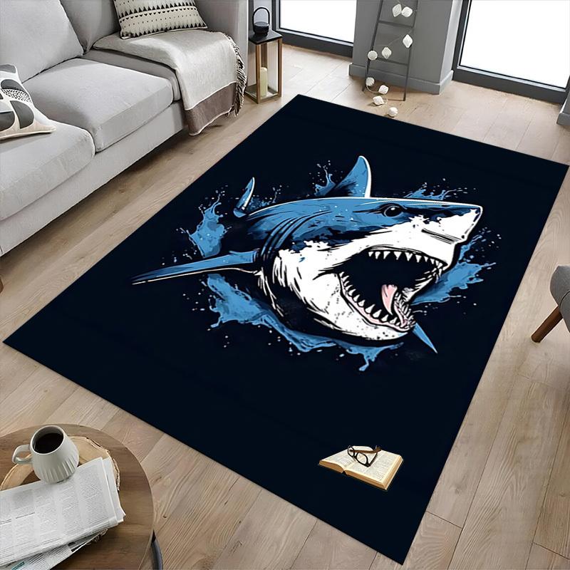 1 Stück Hai Ozean Teppich, Büroteppich Außenmatte Heimdekor Bereichsteppich Festival