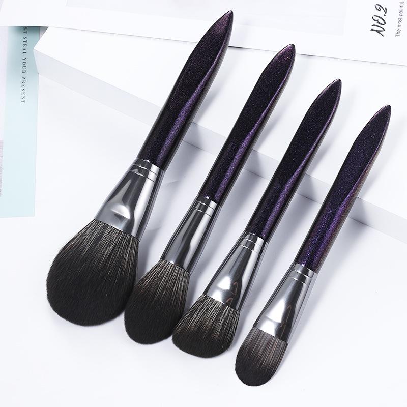 Phantom Purple 13-Piece Face Makeup Brush Set - Long Handle Blending Tools for Eyeshadow & More.