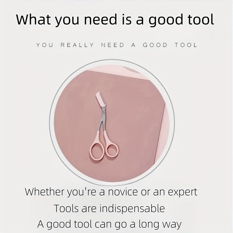 1/3pcs Built-in Comb Eyebrow Scissors - Pink Stainless Steel Precision Tool, Professional Brow Shaping for Home & Salon Grooming