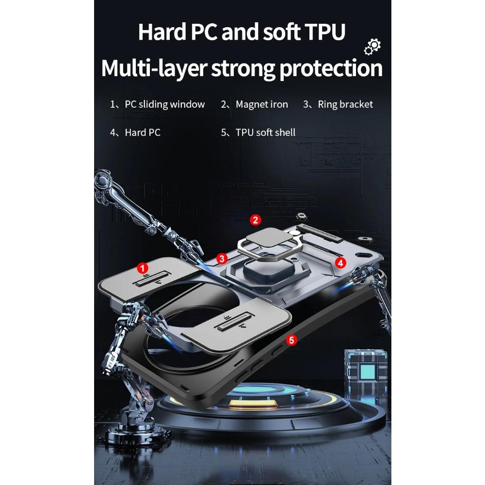 Husă armură pentru Honor Magic 6 Lite X9b Magic 5 Lite X9a Husă de protecție Suport magnetic Inel Husă de protecție completă pentru afaceri