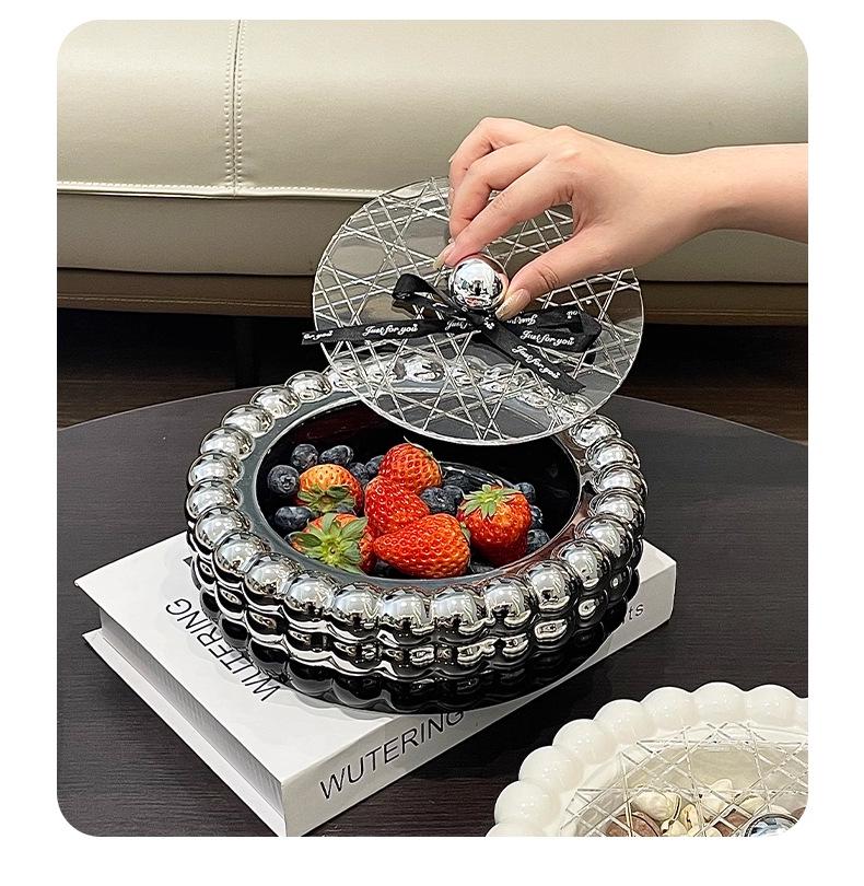 Ceramic Fruit and Candy Bowl for Living Room Table - New Year Snacks Display & Storage Box