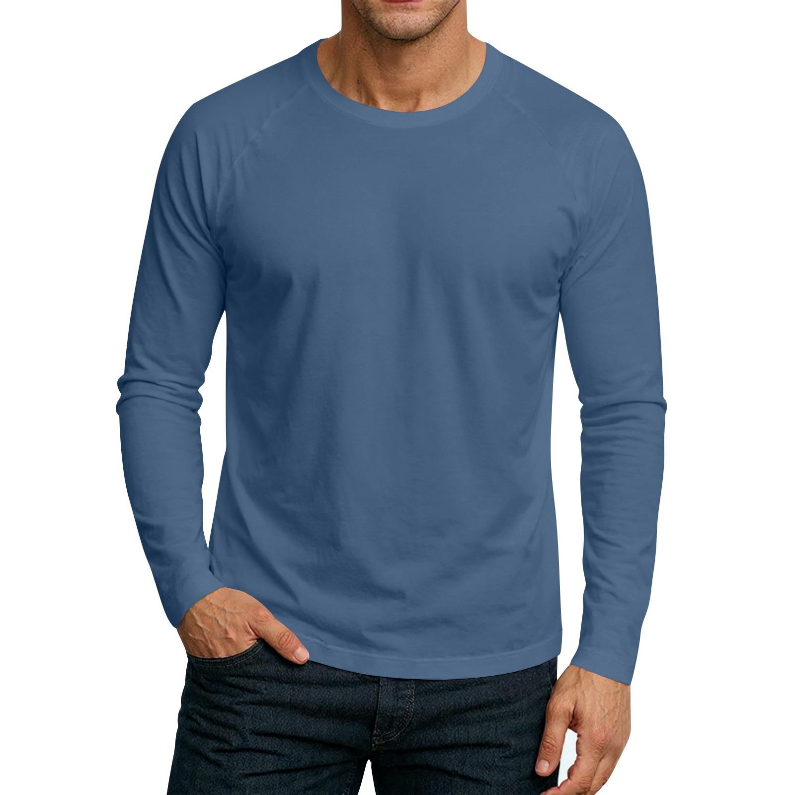 

Мужской топ-футболка с круглым вырезом и длинным рукавом XXXL синий