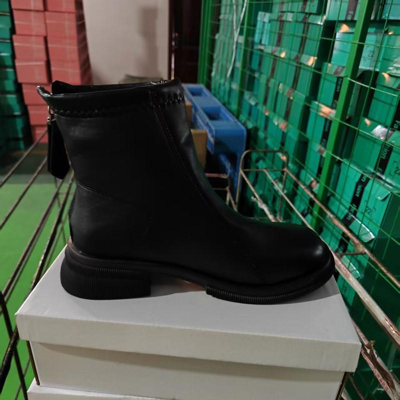 Módní boty: Módní boty na středním podpatku, robustní kotníkové boty, dámské boty na zip a s fleecovou podšívkou, všestranné boty