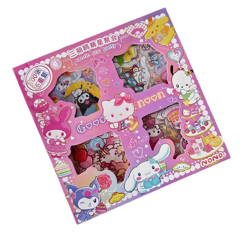Sanrio 100pcs Eco-friendly Transparent Cartoon Stickers Set - Cute Stars for Kids' Journals & Gifts