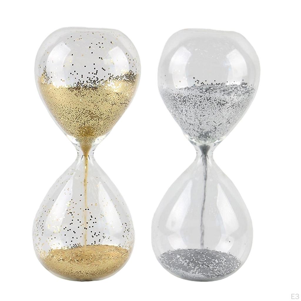 , Glänzendes Ornament, Dekorative Sanduhr-Figur mit feinem Glitzersand in Glas für Geschenk, Empfang