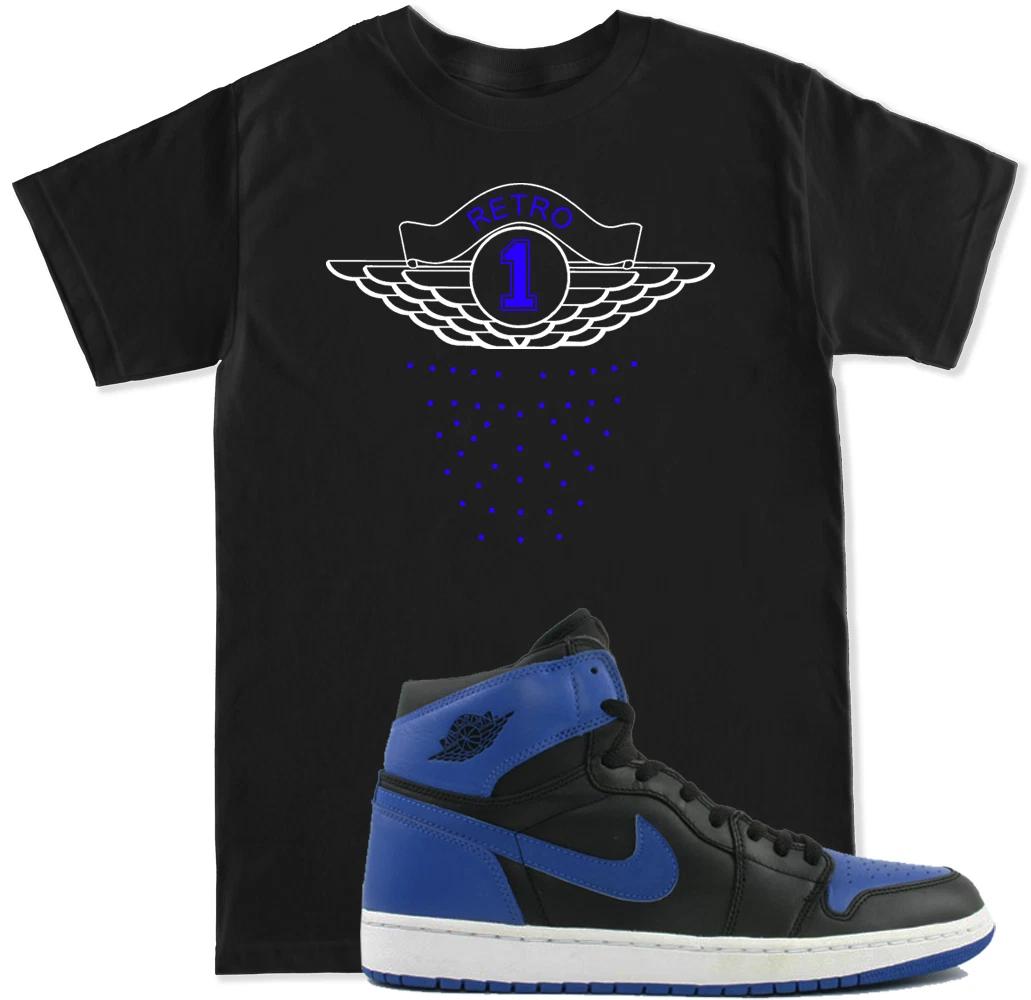 

Retro 1 Cement Royal Blue Red T Shirt to match with Air Js RETRO 1 OG Shoes 4XL