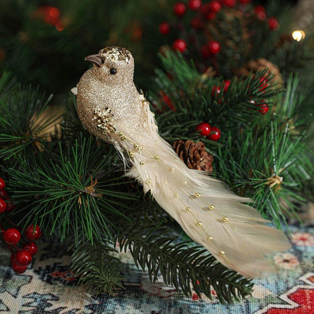 Ornement d'Oiseaux de Noël en Mousse Colorée Oiseaux Artificiels Décoration d'Arbre de Noël Pendentif d'Oiseau Simulé Fait Main Noël