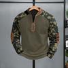 Herre Vår Høst Topp 3D Digital Camouflage Utskrift Halv Glidelås V-hals Elastiske Mansjetter Og Hem Pullover Utendørs Sport Trening Sweatshirt