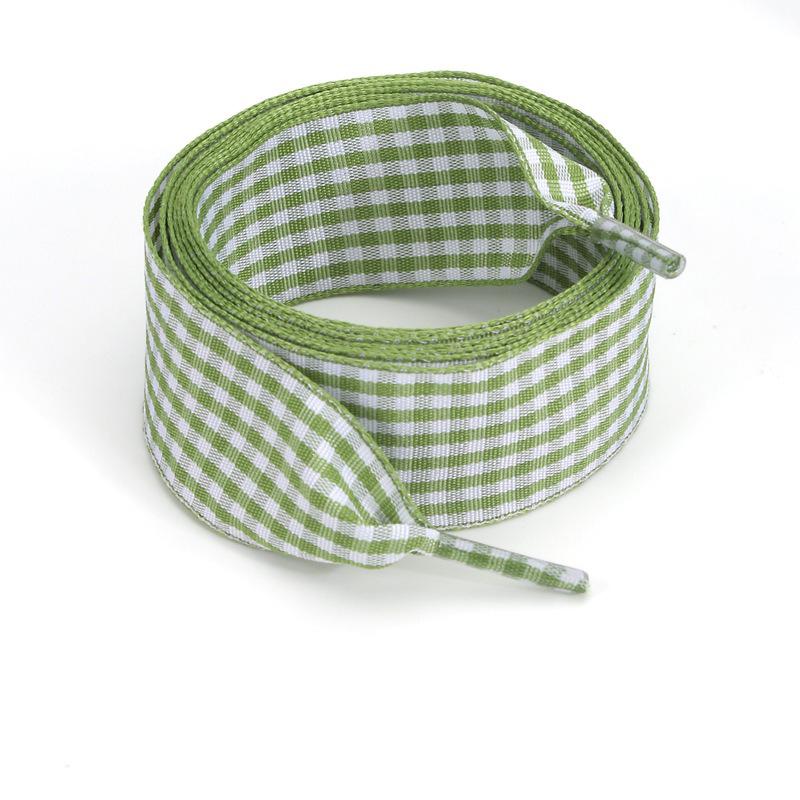 1 Pair Cute Pastel Gingham Check Ribbon Shoelaces Wide Flat Grid Multicolor Sweet Girly Bow Laces for Sneakers and Casual Shoes