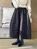 Youge Retro Floral Woolen Mid-Length Skirt with Elastic Waist 860