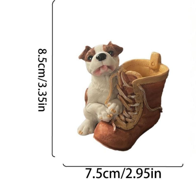 Home Accent Dog Boot Figurine with Holder for Desk Shelf Display and Window Side Placement In Small Room Home