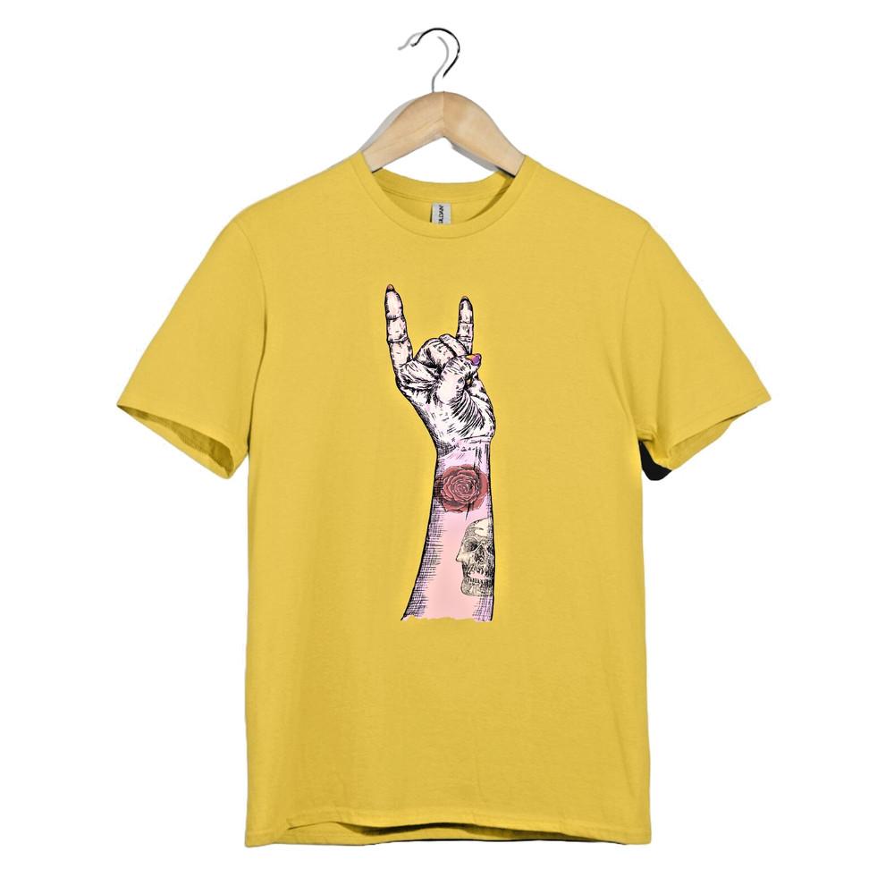Tattoo Rock Hand T Shirt Unisex Skull Rose Heavy Metal Music Graphic Gift Artist