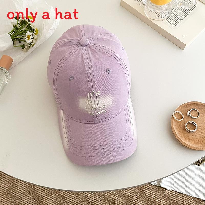 Korean Style Embroidered Cat Baseball Cap With Sun Protection For Summer Outdoor Casual Wear