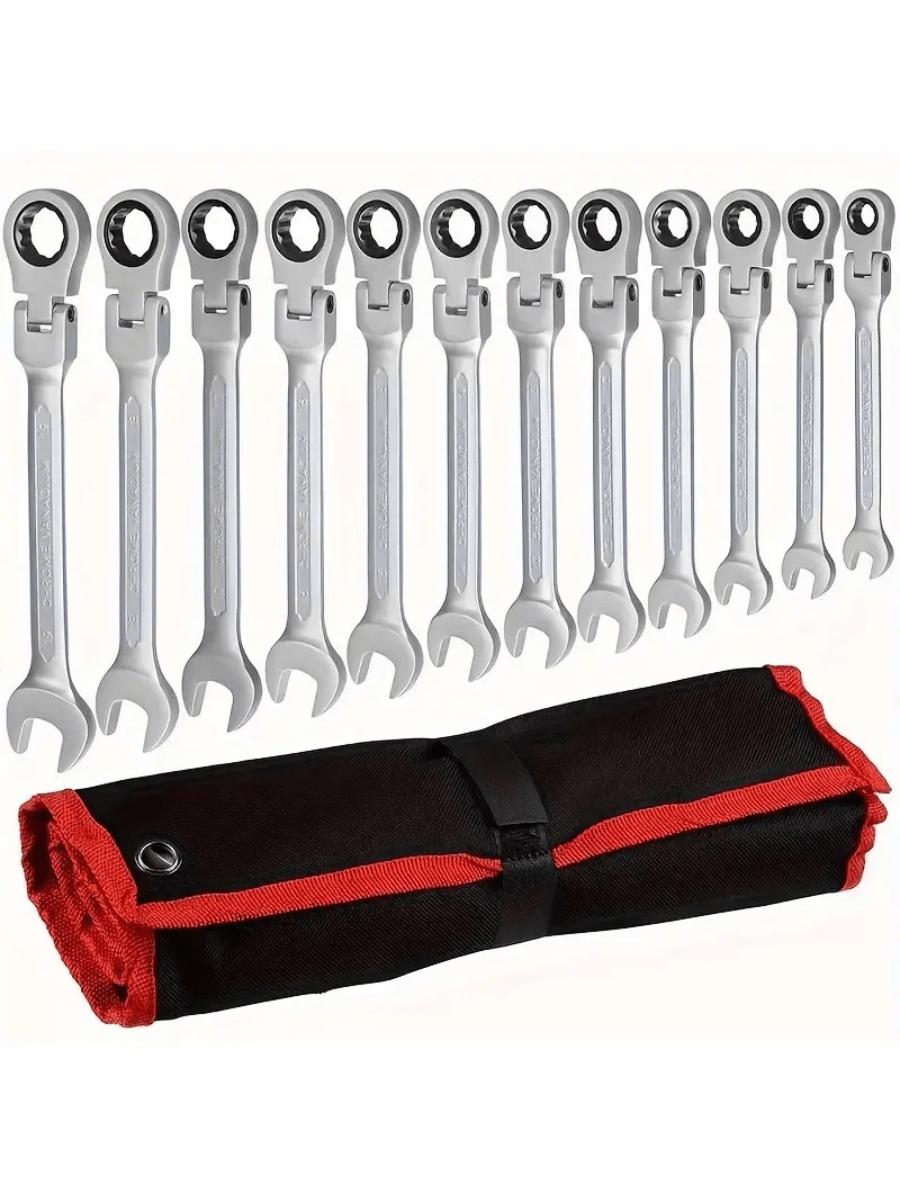 1PC 10mm Quick Release Ratchet Wrench with Chrome-vanadium Steel, 72 Toothes Ratcheting Wrench, 180 ° Adjustable Combination Wrenche 10MM