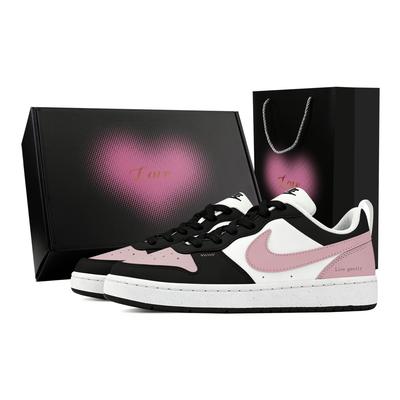 Court Borough Heart Deeply In Love Low Top Skateboard Shoes Unisex Black Pink DV5456-131(Team529-)