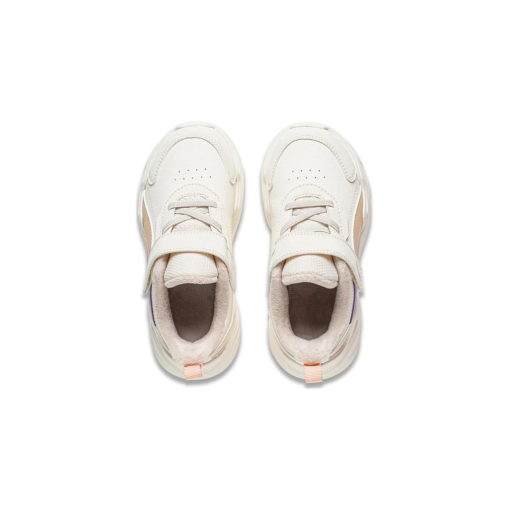 Li Ning Kids Sports Trend Non-Slip Wear-Resistant Shock Absorbing Warm Fleece Casual Shoes Kids Casual Shoes Off-White YKNT152-12