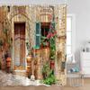 Vintage European Street View Shower Curtains Mediterranea Street Scenery Old Stone Wall Plants Bathroom Curtain Retro Bath Decor