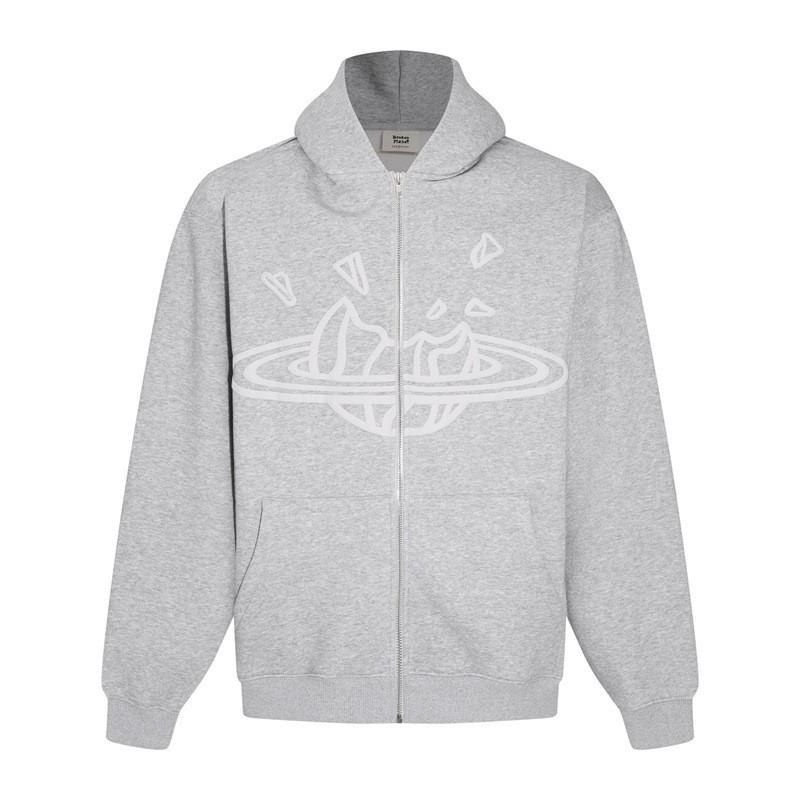 Broken Planet Hoodie Mens Oversized Streetwear Cotton Sweatshirt With Graphic Print 2025