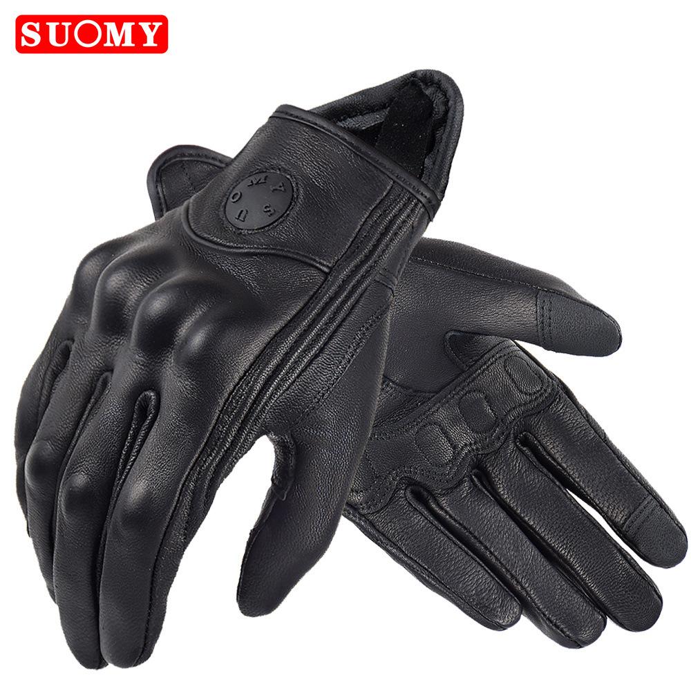 Full leather locomotive gloves men's and women's motorcycle riding equipment touch screen wear-resistant gloves cross-border
