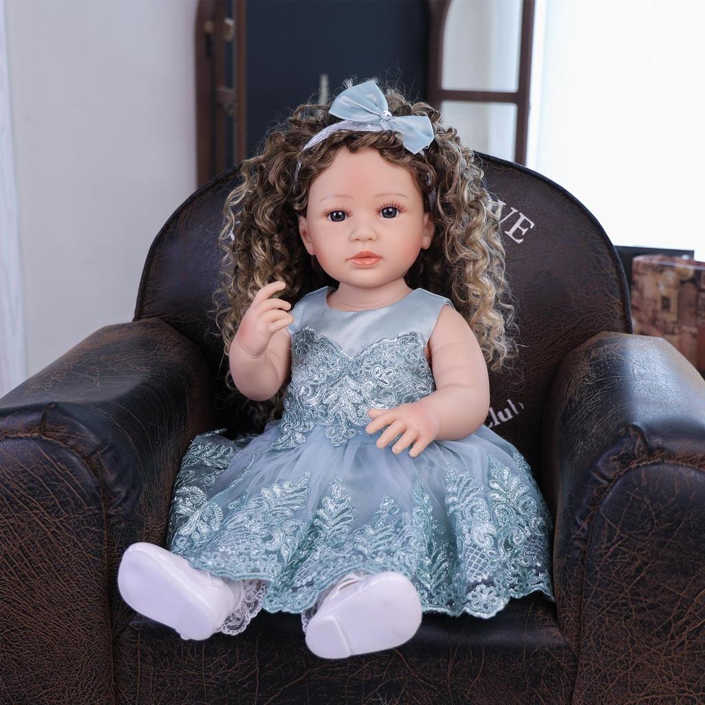 Lifelike 55 Cm Princess Reborn Baby Doll Bathe Silicone Vinyl Newborn Babies Doll Toy Suit Kids Early Educational Christmas Gifts