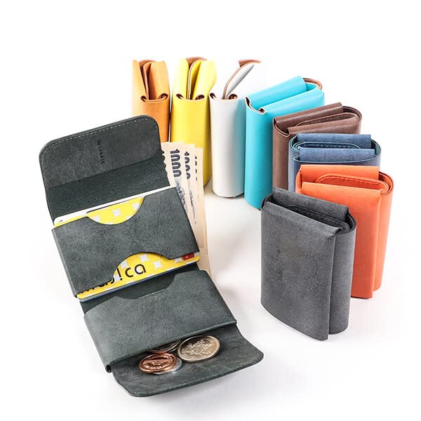 FABRIK Mini Pocket Wallet, Compact Wallet, Mini Wallet, Cowhide Leather, Stylish, Tokyo, Palm-Sized, Dark Green