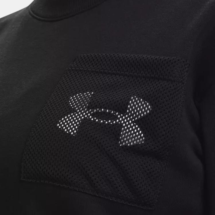 Under Armour Rival Fleece Mesh Hoodie With Front Kangaroo Pocket Women Hoodie Black 1365847-001