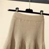 Autumn And Winter Mid-length Solid Color A-line Skirt Casual All-match Knitted Pleated Half-length Skirt Women