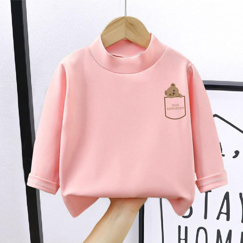 

Children Clothing Girls Long Sleeve T-Shirt Soft Fabric Half-High Collar and Puff Sleeves Perfect for Play and School T-Shirts 7T 140
