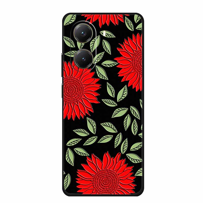 For Xiaomi POCO X7 Pro Case X7Pro 3D Relief Emboss Flowers Black Silicone Soft Back Cover Case For Redmi Turbo 4 Case Turbo4 Bag