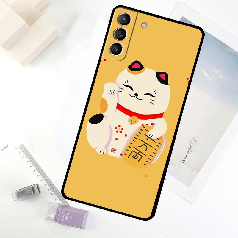 Japanese Lucky Cat Art Phone Case For Samsung Galaxy S25 S24 S23 S22 S21 S20 S26 Ultra S10 Plus S23 FE S25 FE Cover