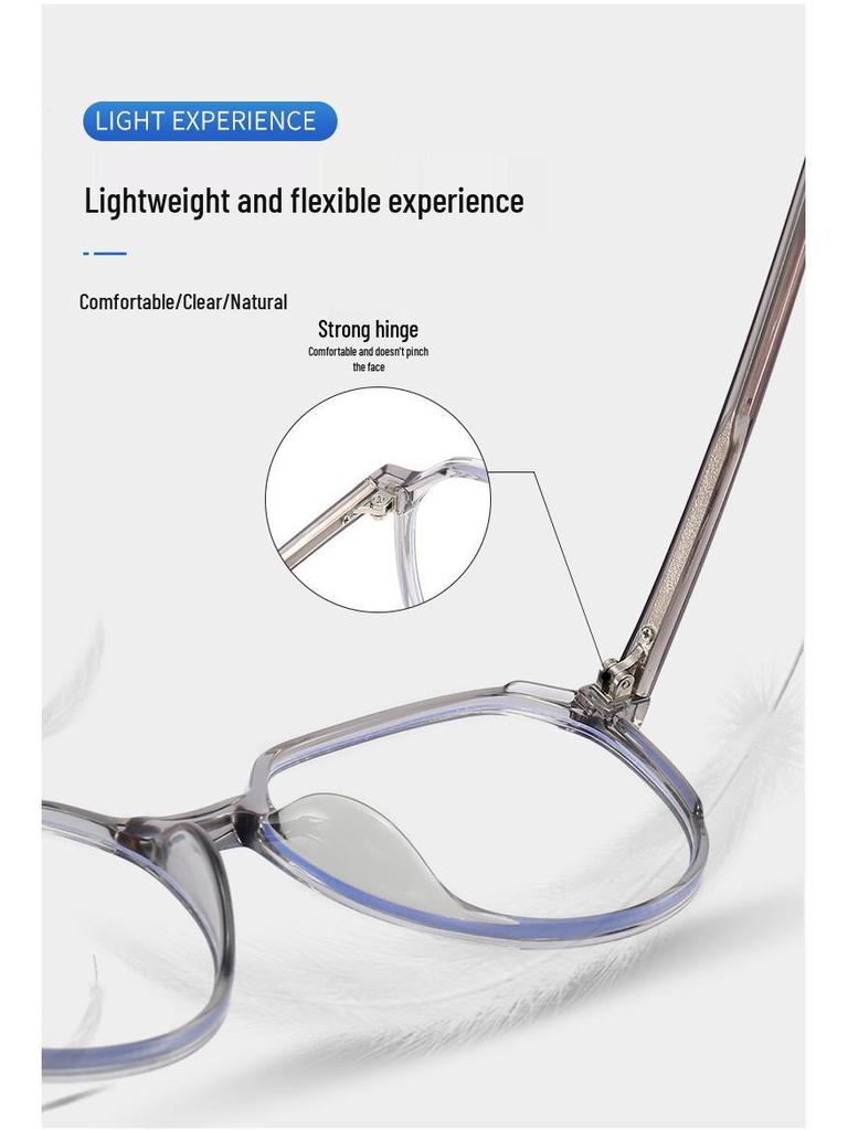 Retro TR90 Transparent Eyeglasses Frame 3C103: Anti-Blue Light Plain Glasses for Men & Women with Pin Cap