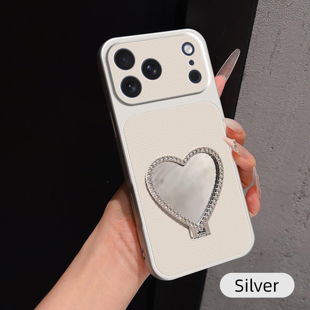 Phone Case For RedMi 15 15C 14C 13 13C 12 12C 10C 9C 9A 9 4G 5G with Heart-Shaped Mirror Kickstand Cover