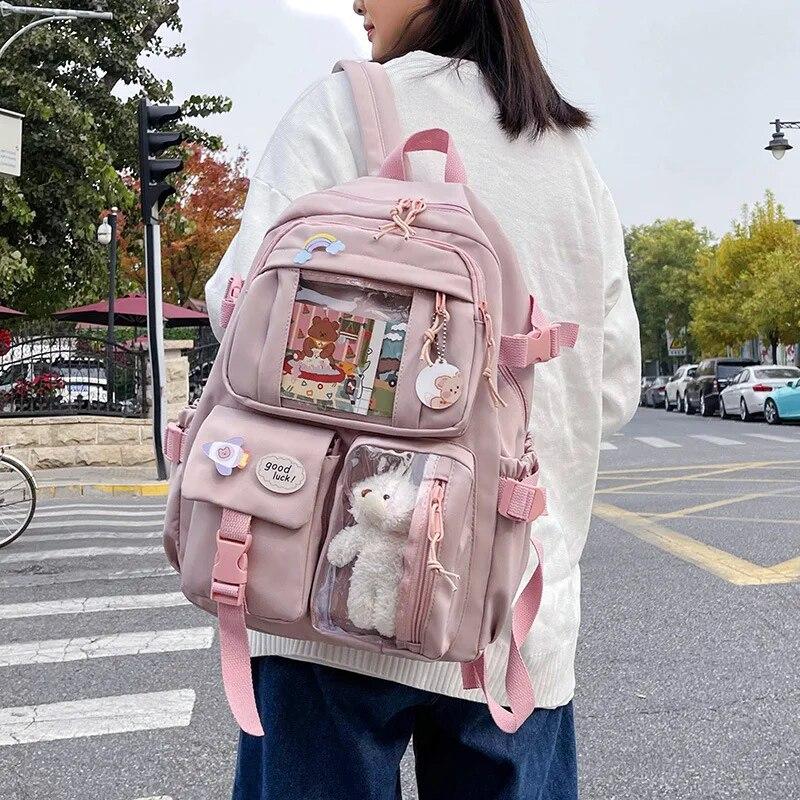 Carton Cute Girl Backpack Classic Nylon Women School Bag Laptop Bag Backpack Large Capacity Travel Backpack for Teenage Girl