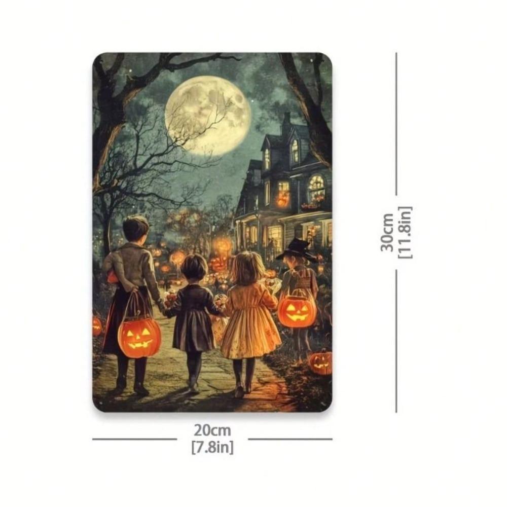 Vintage Halloween Metal Tin Sign Wall Decor 8x12 Inch Retro Poster for Bar Pub Home