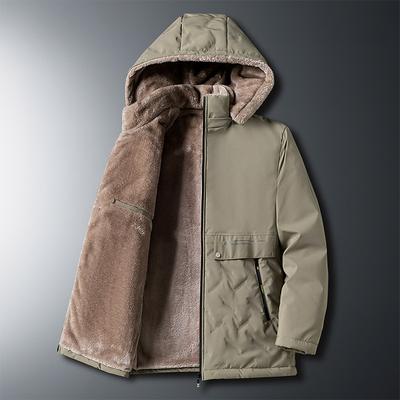 Big Size Men's Winter Lamb Coat with Thick Dad Hooded Middle-aged and Elderly Cotton-padded Coat