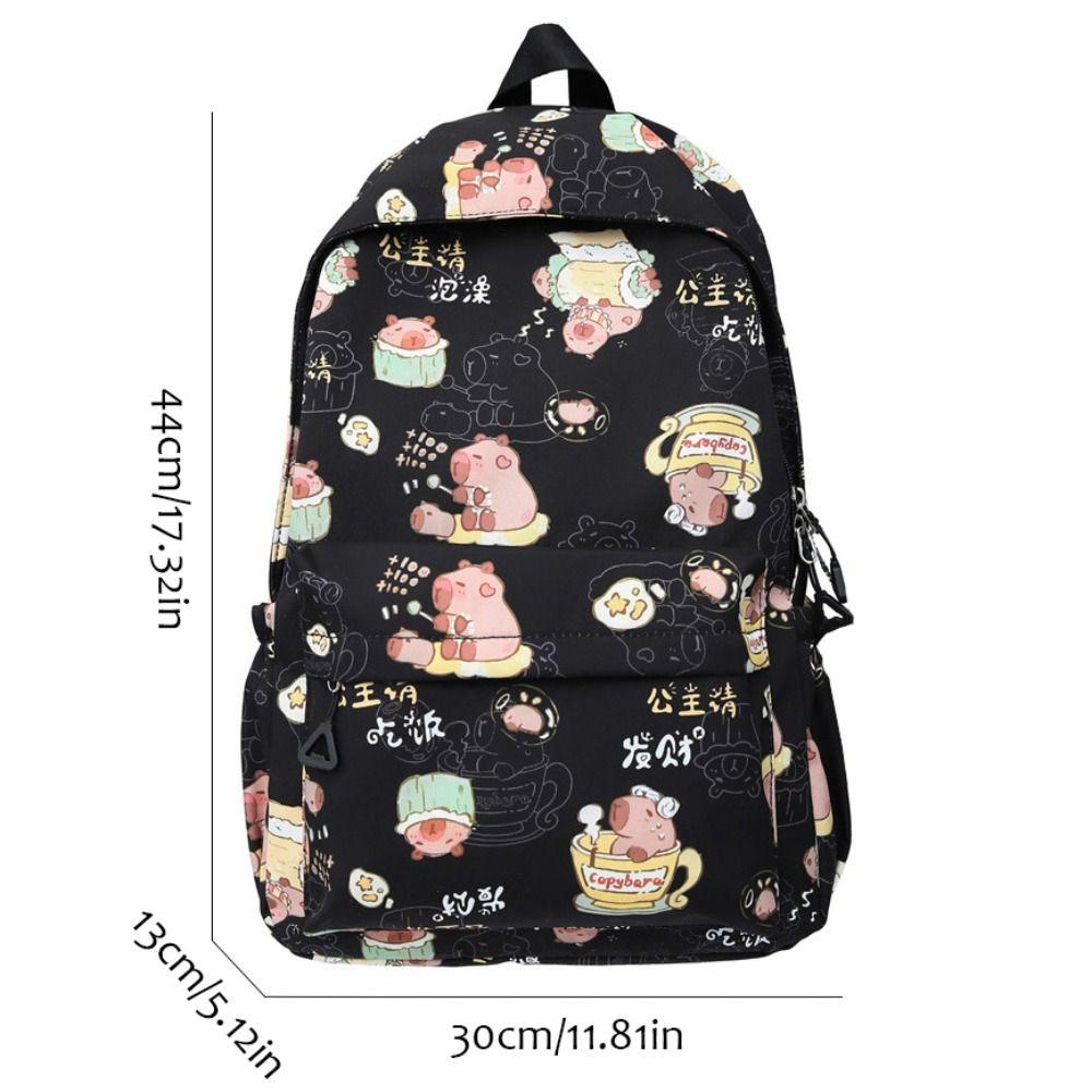 Animal Capybara Backpack Large Capacity Capybara School Bag Portable Capibara Shoulder Bag  Outdoor