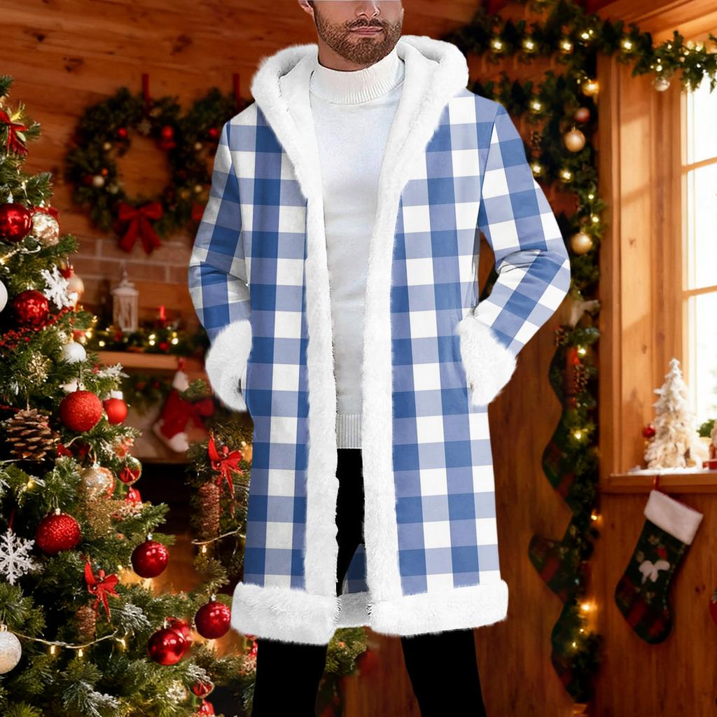 Herrkofta med huva, lång varm kappa