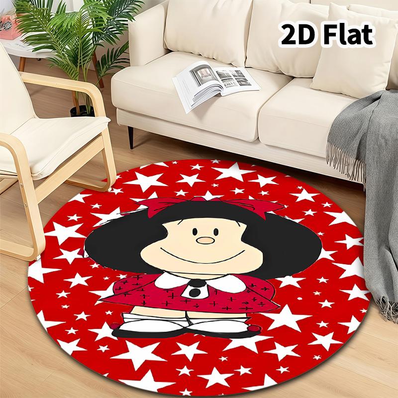 Mafalda Round Area Rug Carpet Rug For Living Room Bedroom Sofa Playroom Decor Nonslip Floor Mat