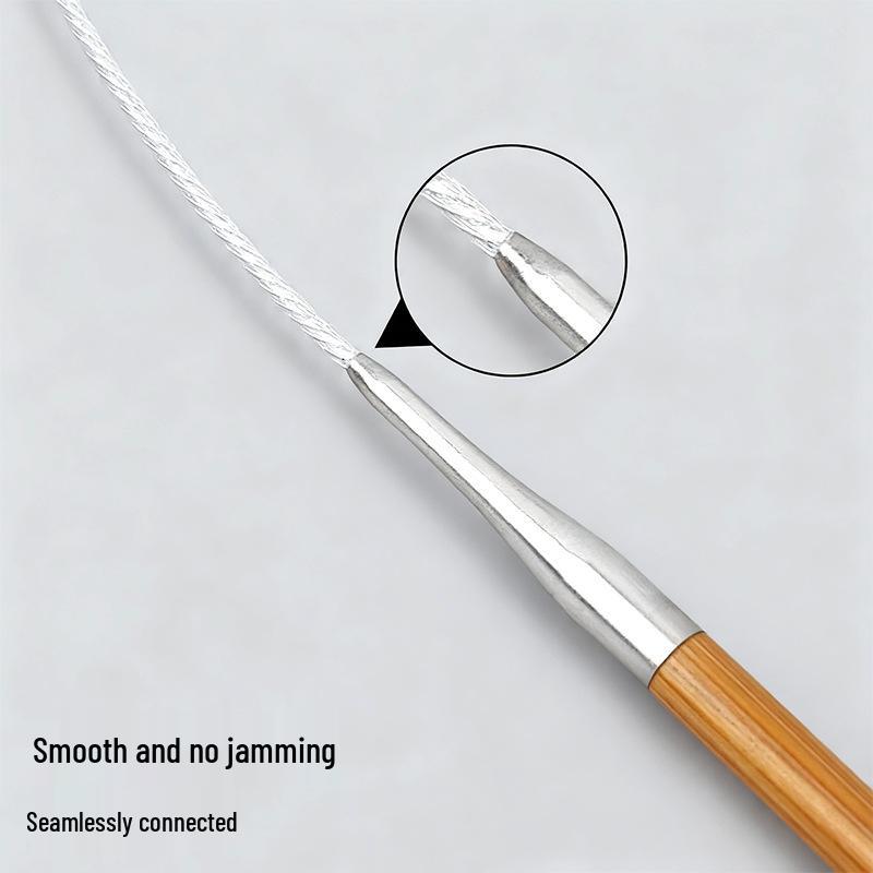 Bamboo & Stainless Steel Circular Knitting Needles Set for Wool Scarves & Cuffs