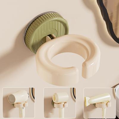 Yousheng Hair Dryer Storage Rack Suction Cup Installation No Drilling C-Shaped Opening Strong Load Bearing Hair Dryer Stand Bathroom Organizer